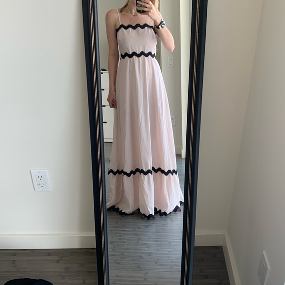 Ivory cream and black scalloped maxi summer dress - Picture 1 of 3